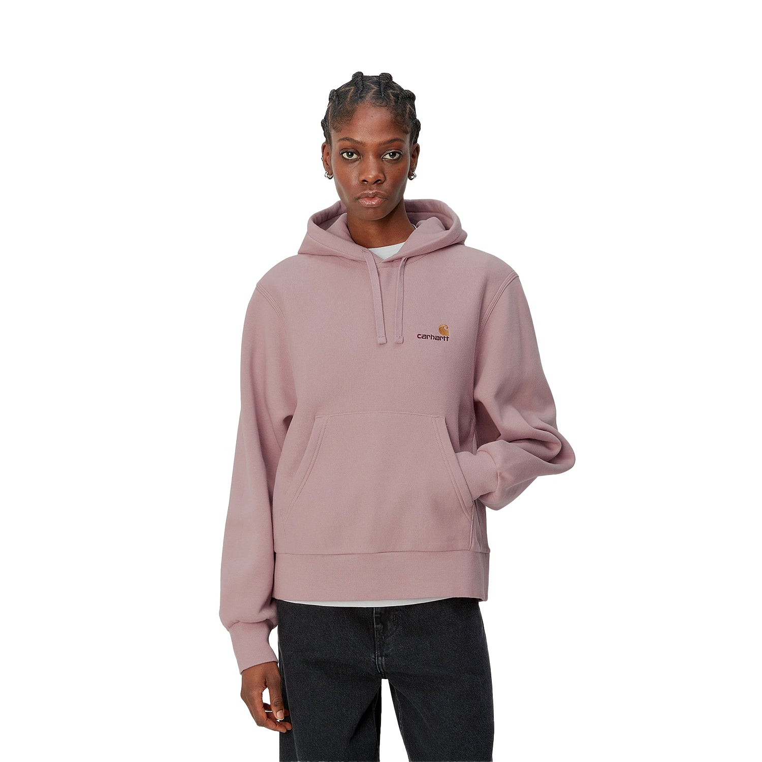 W Hooded American Script Sweat Glassy Pink S